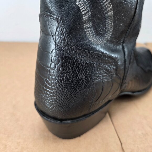 EL DORADO ED 2203 MEN'S HANDMADE BLACK OSTRICH LEG WESTERN BOOTS MEDIUM TOE 13 D - Picture 8 of 13